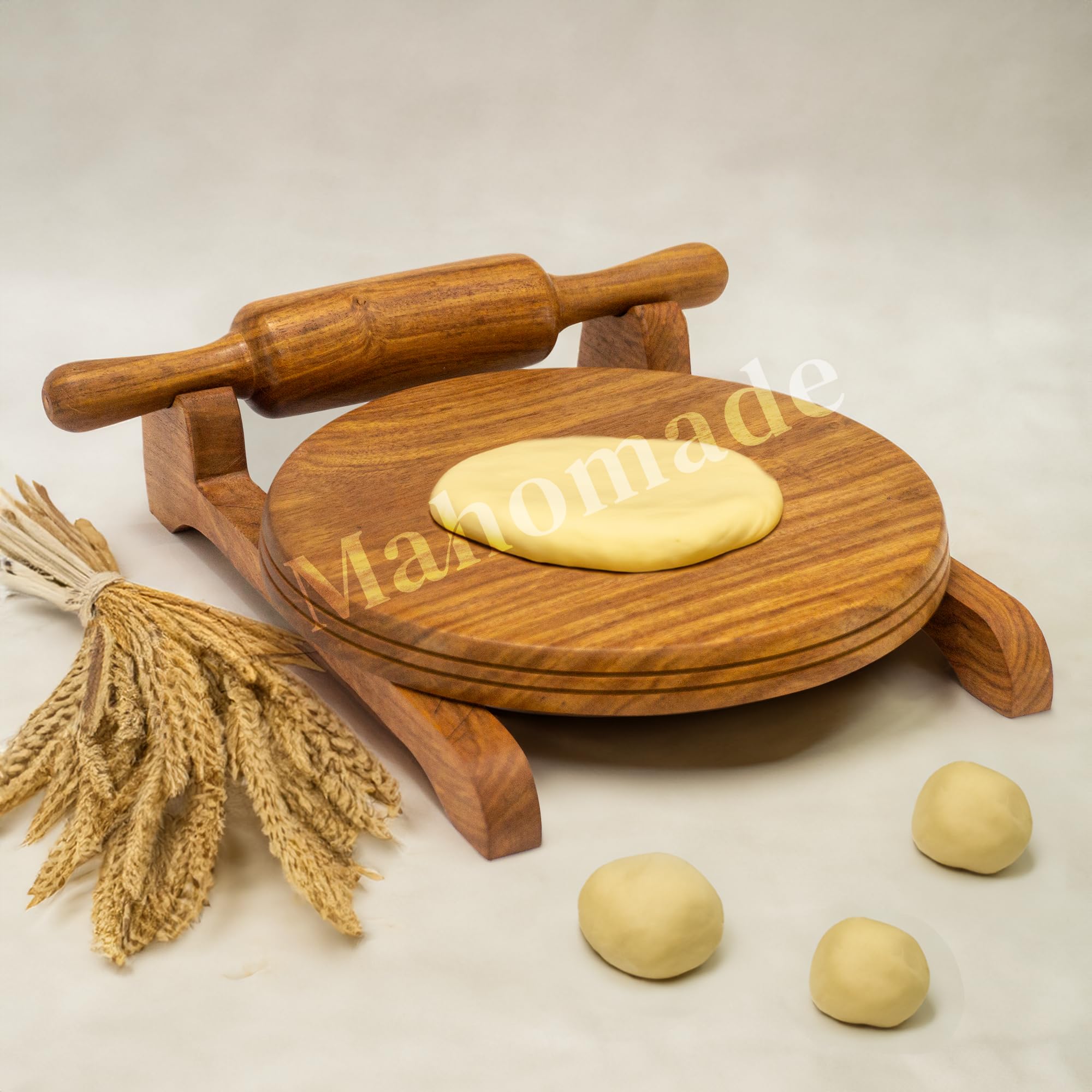 Wooden Chakla Belan with Stand | Rolling Pin & Board Set | Sheesham Wood | Chapati Maker | Roti Maker | Chakla 10 in & Belan 12 in (Chakla belan with Stand)