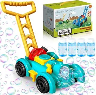 JEDWKFA Burbujas de Jabon Niños, Cortacesped Juguete Burbujas Jardin, Maquina Pompas Jabon, Mecanismo de Soplado Automático, Bubble Machine para Fiesta Al Aire Libre Boda