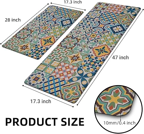 Miniatura 2 de chiinvent Tapetes cómodos de piso, 2 piezas, diseño de mármol abstracto, de PVC, impermeable, para el hogar, oficina, antideslizante, juego de