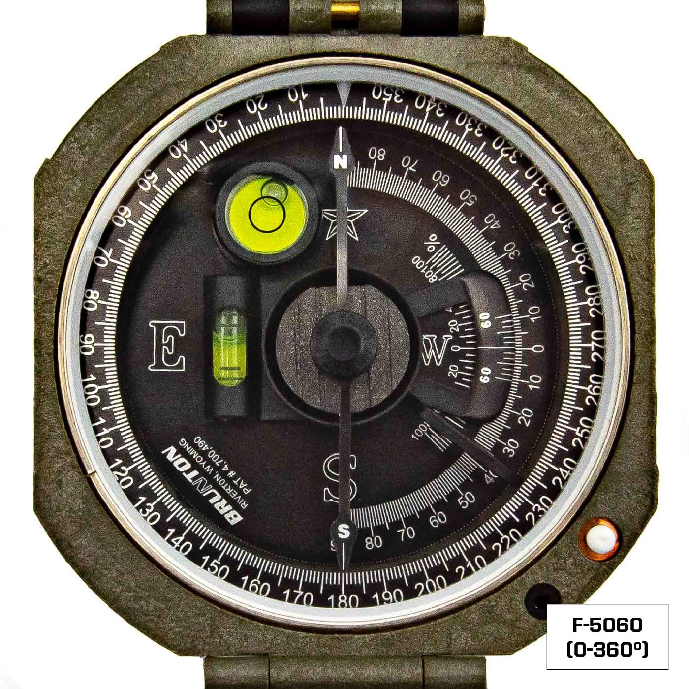 Brunton Standard Pocket Transit (Tactical Edition) - Boussole de navigation terrestre professionnelle en aluminium avec aiguille amortie par induction, clinomètre et 0-360 degrés Azimut - Fabriqué aux