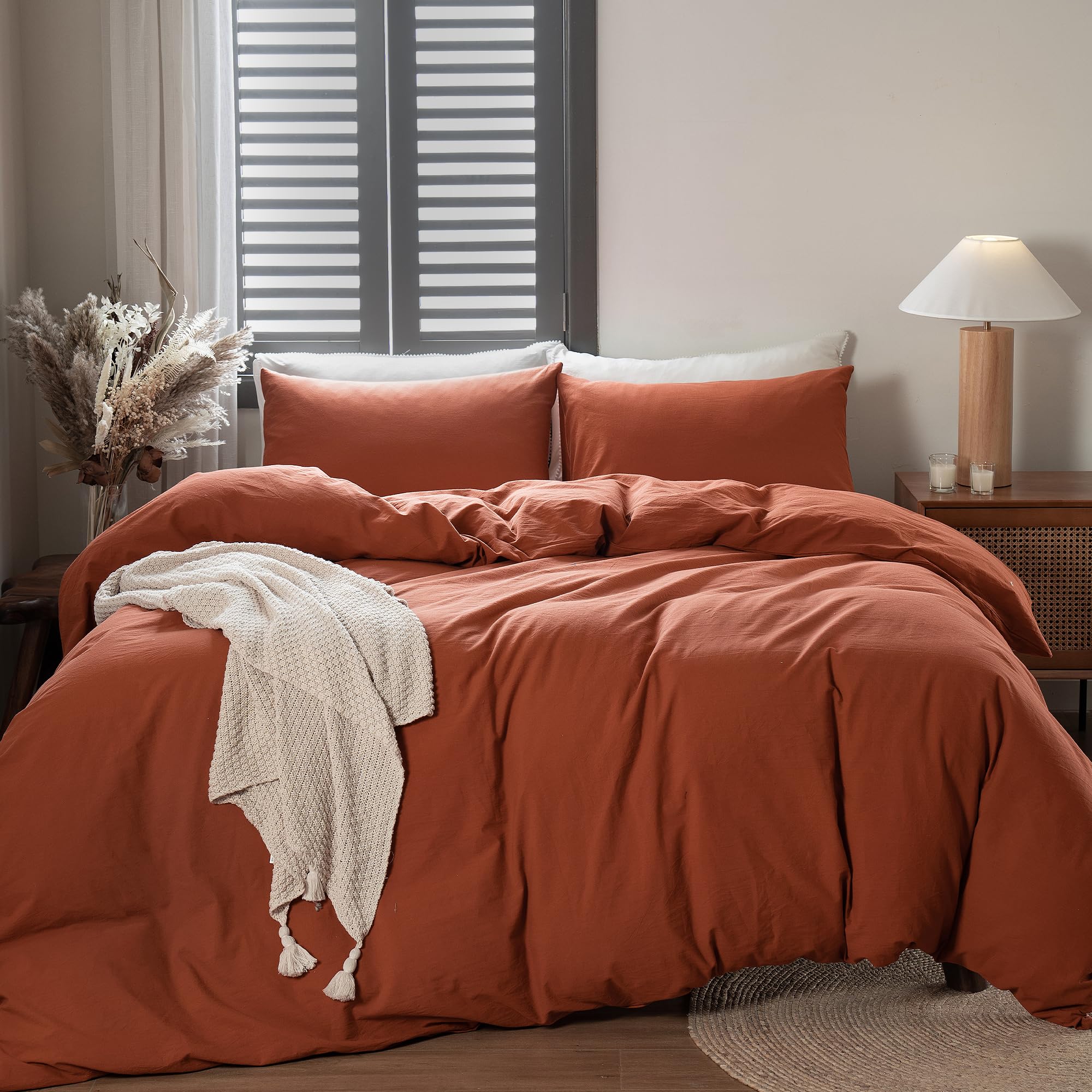 FANSTIVE Washed Cotton Duvet Cover Set