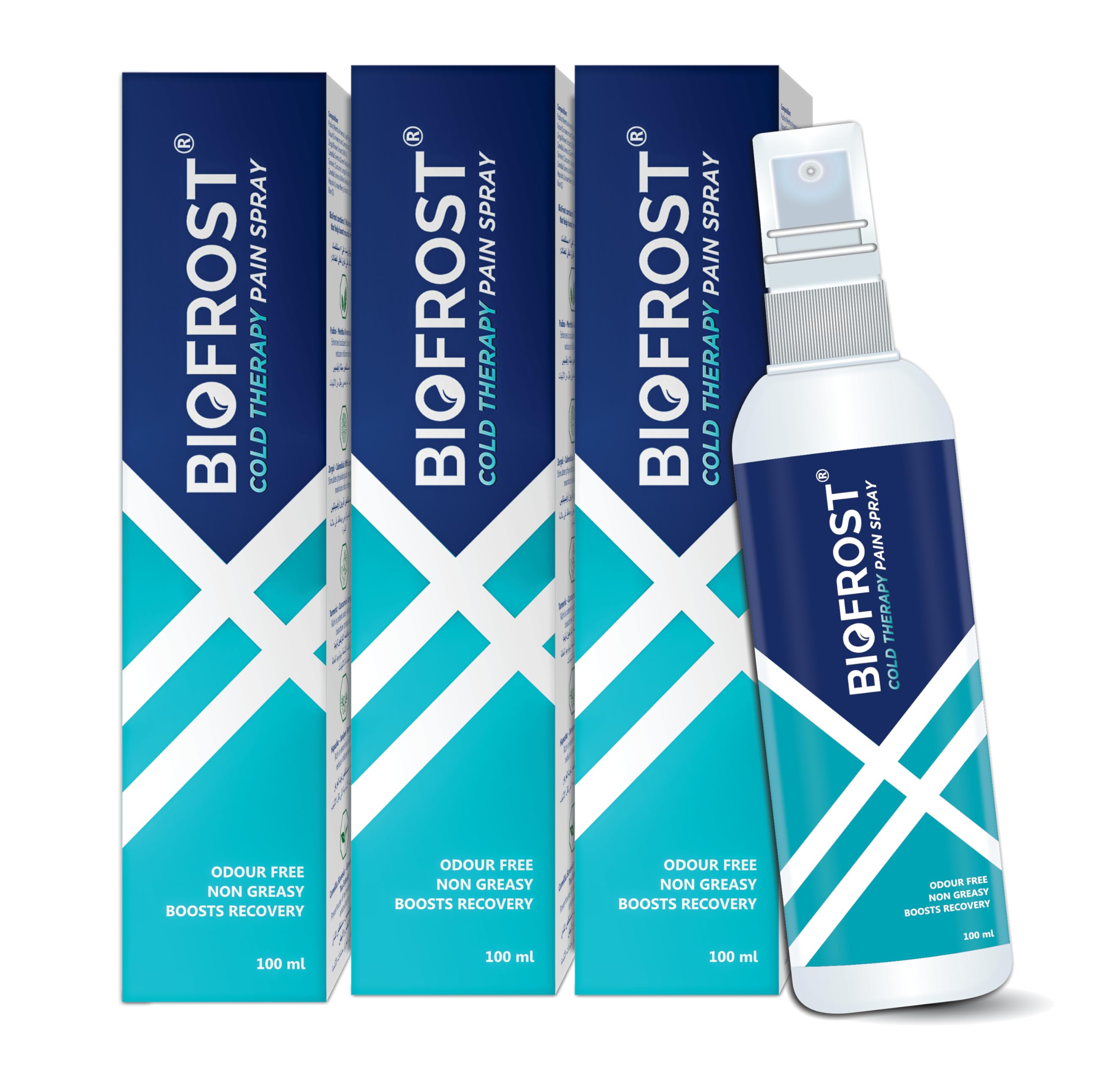 Biofrost Pain Relief Spray - Pack of 3 (100 ml Each) | Effective Cold Therapy for Muscle Recovery & Pain Relief | Convenient Triple Pack