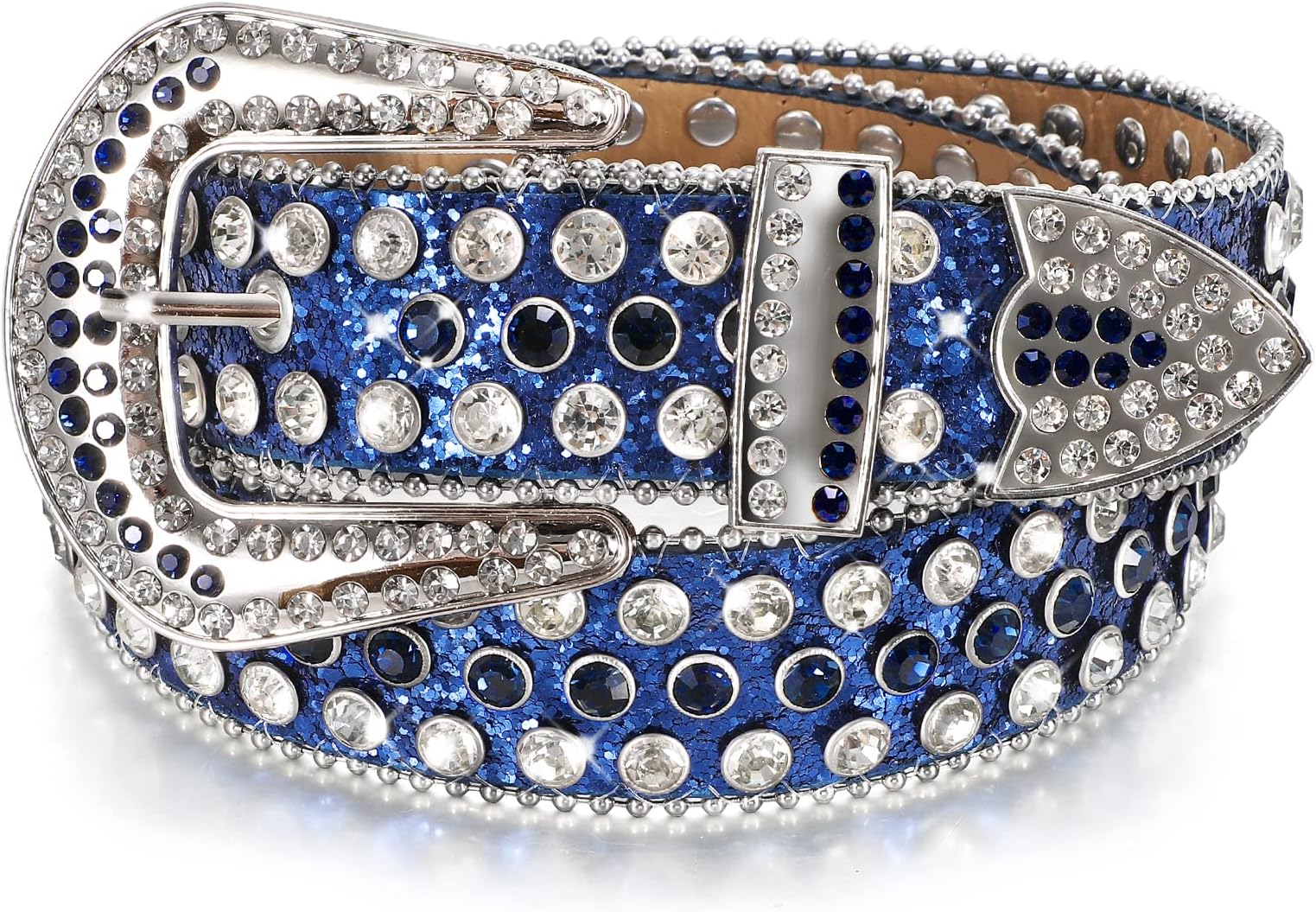 Women Men Rhinestones Belt,Bling Western Cowgirl Cowboy Studded Leather Belt Diamond Waist Belt for Jeans Pants