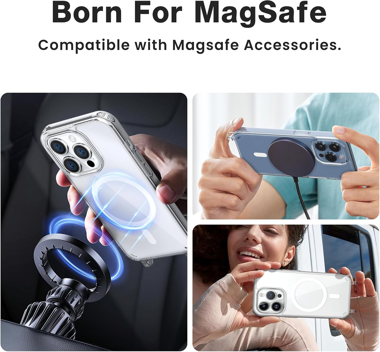Magnetic Clear Case Compatible with iPhone 16 Case Crossbody Anti Lost Strap Shockproof Protective Lanyard Phone Case Black - Image 6