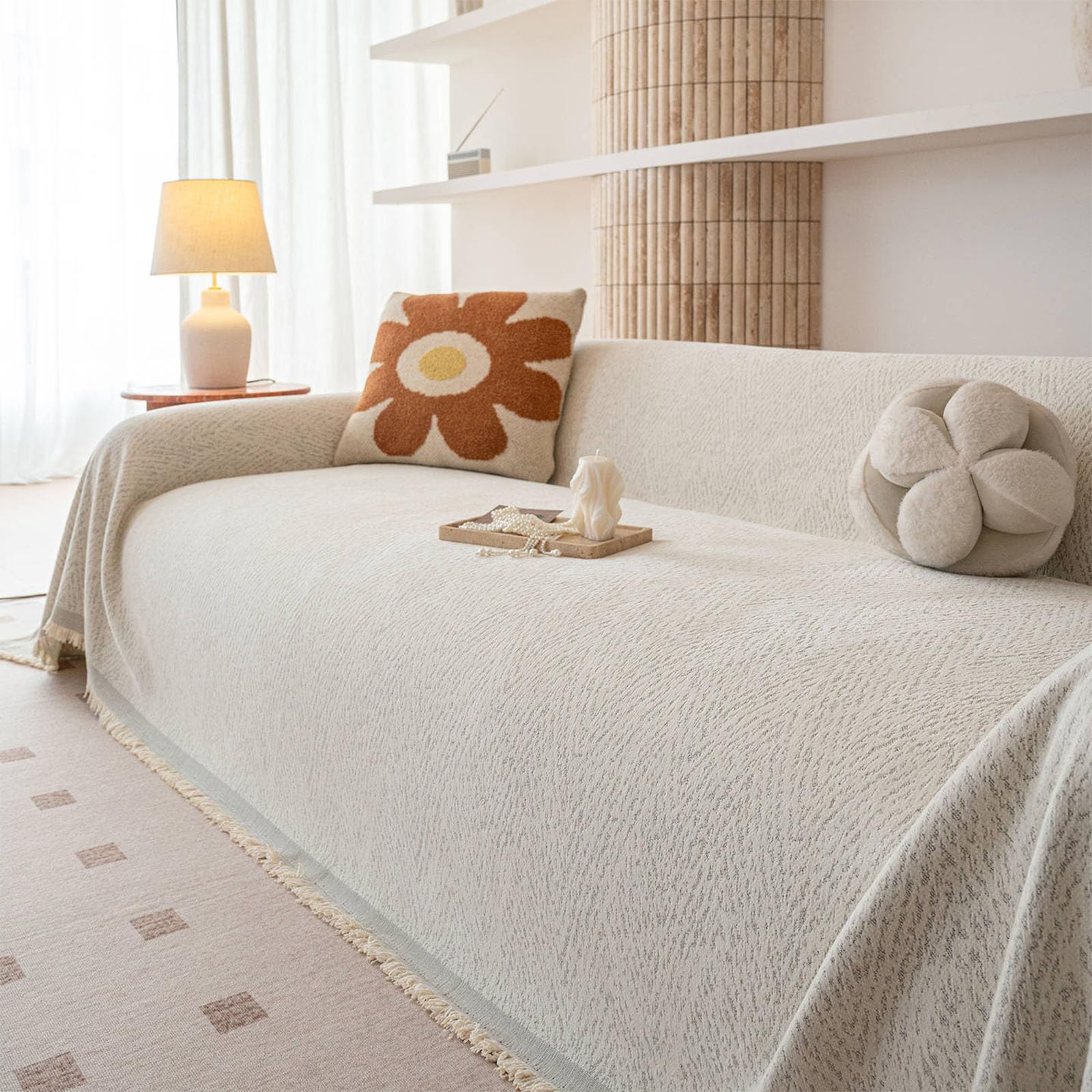 Couverture de canapé lavable en chenille pour protéger le salon des animaux