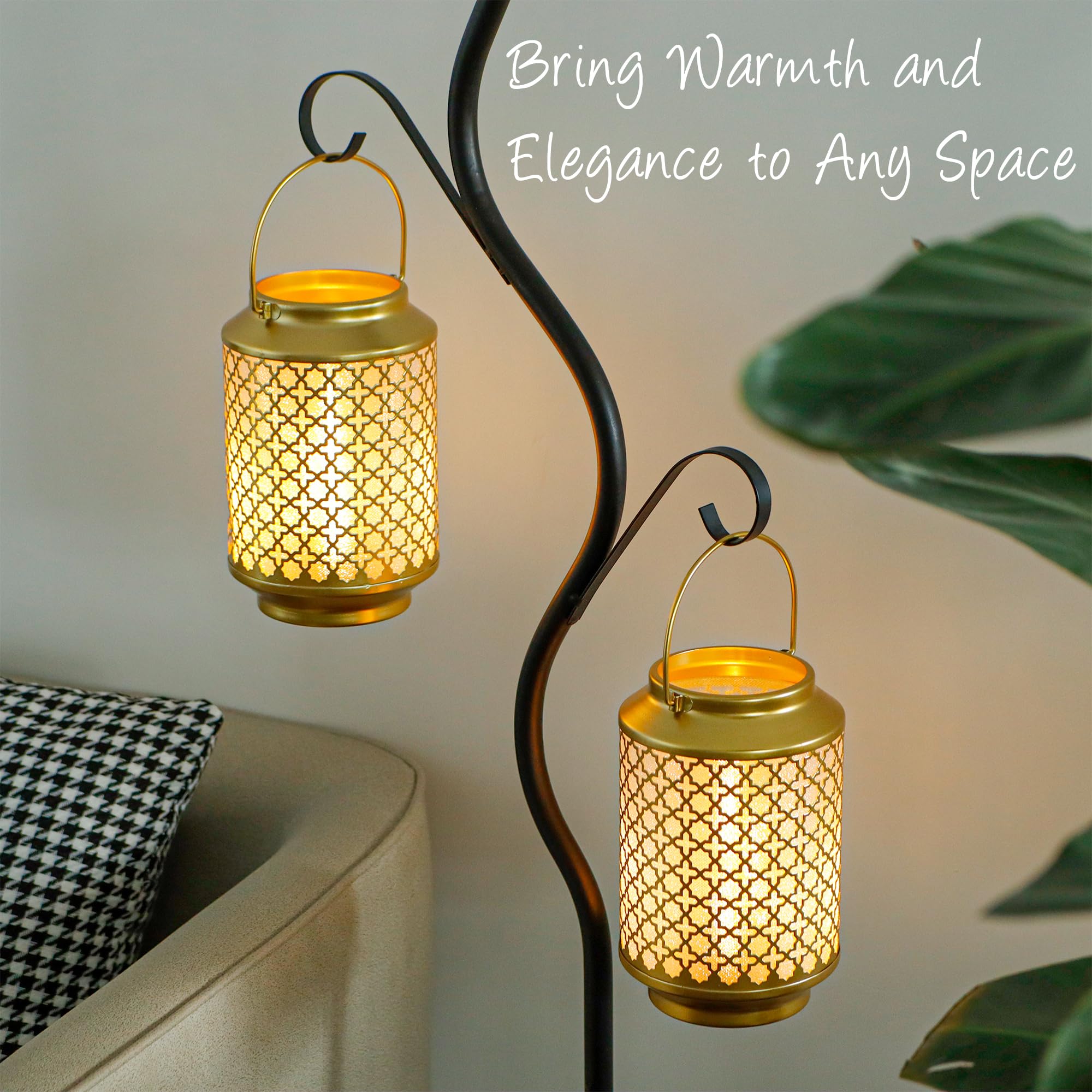 TRIROCKS Set di 2 lampade a batteria alte 17 cm Lampada decorativa a batteria in metallo con lampadina a LED per casa, soggiorno, matrimoni, feste, in patio, esterni, interni(oro)