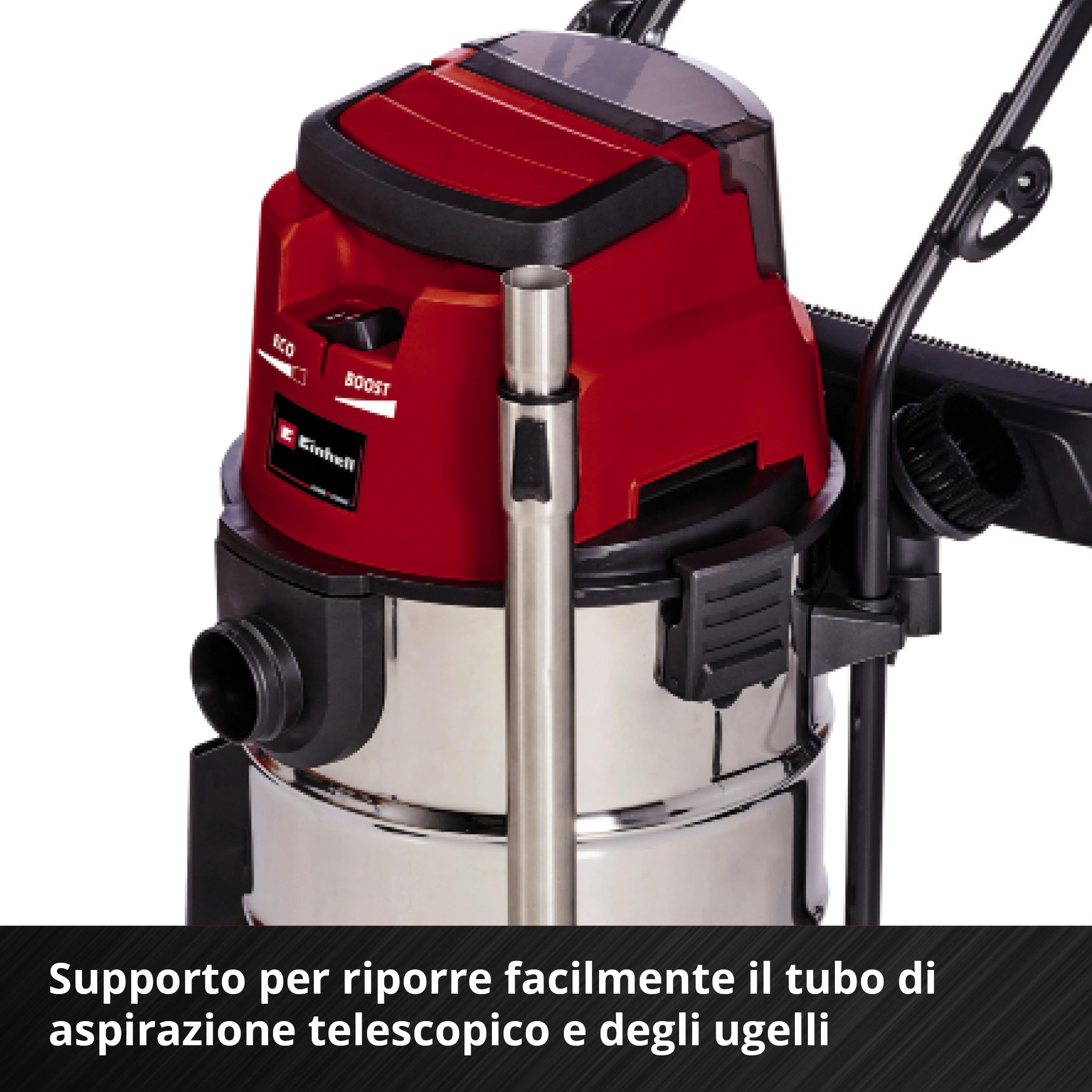 Einhell TE-VC 36/30 Li S-Solo Bidone aspira solidi e liquidi a batteria Power X-Change (36V - 2x18V, vano 30 L, depressione 150 mbar, tubo flessibile 250 cm, senza batteria e caricabatteria)