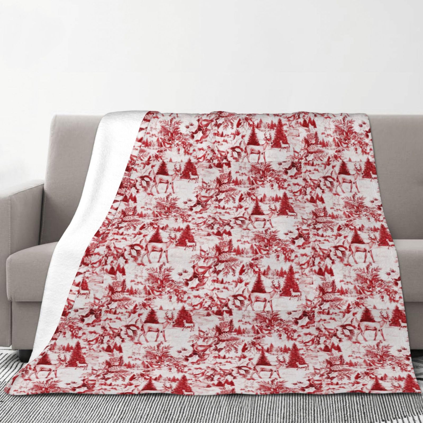 Couverture en flanelle avec imprimé ours et cerfs - 177,8 x 203,2 cm - Chaude et confortable - Pour l'hiver - Pour camping ou voyage