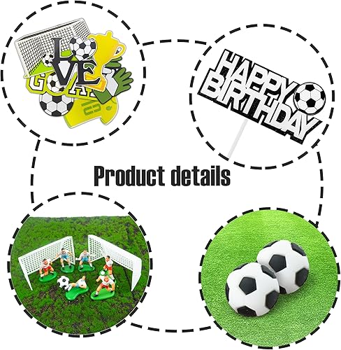 Miniatura 3 de 19 piezas de decoración de pastel de fútbol  decoración temática de jugador de fútbol para fiesta de fútbol, suministros de fiesta de cumpleaños de