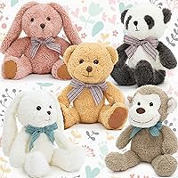 MaoGoLan 13 Inch Stuffed Animals Bulk 5 Pack: Soft Teddy Bear, Bunnies, Monkey, Panda - Easter Gifts, Party Favors for Kids Teens Girls