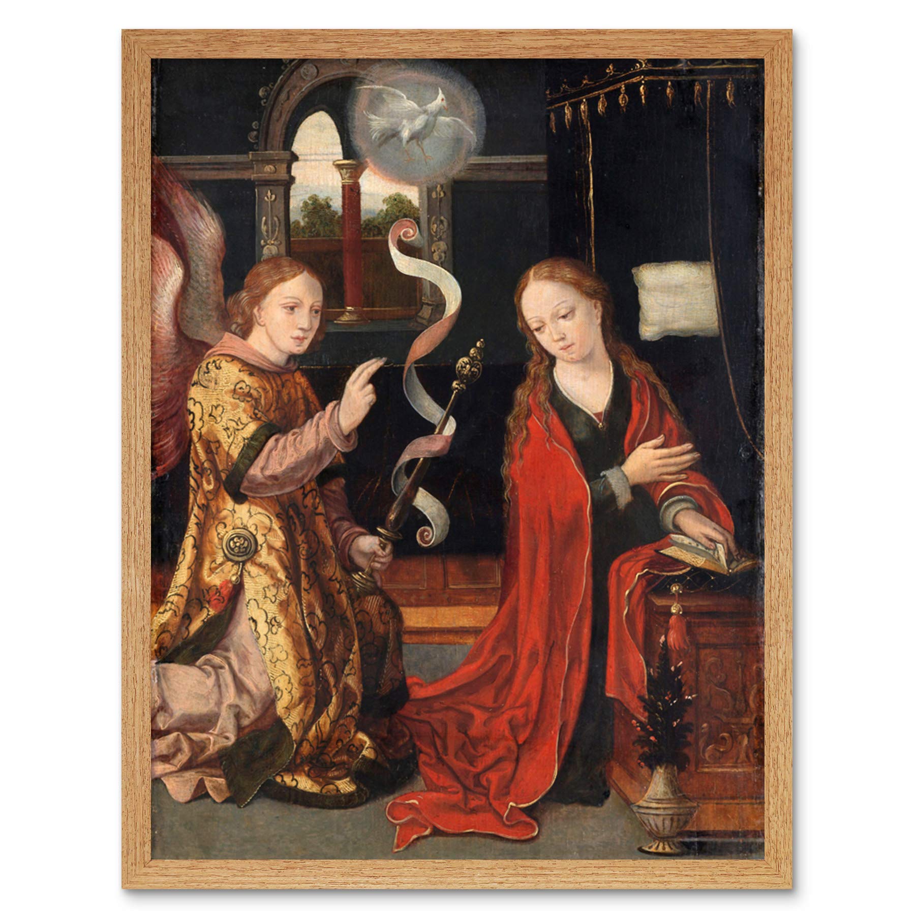Artery8 The Annunciation Religious Painting Art Print Framed Poster Wall Decor 12x16 inch
