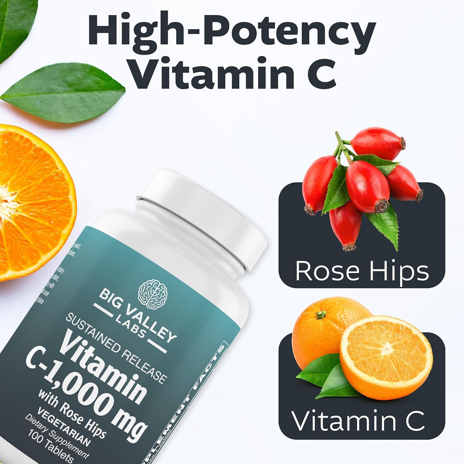 Vitamin C 1,000 mg + Bioflavonoids & Rose Hips – Potent Antioxidant Daily Wellness Support, Vegan, Non-GMO, Gluten-Free – 100 Tablets - Image 6