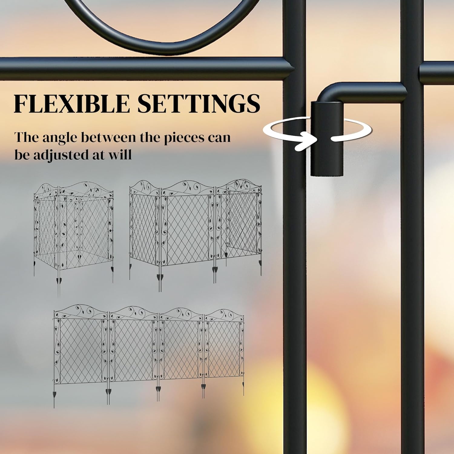 Outsunny Garden Fence, 4 Pack Steel Fence Panels, 11.5' L x 43" H, Rust-Resistant Decorative Border Flower Edging for Yard, Landscape, Patio, Outdoor Decor, Wavey Vines