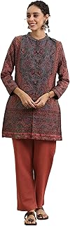 Libas Womens Woven Design Wool Straight Kurta With Palazzos