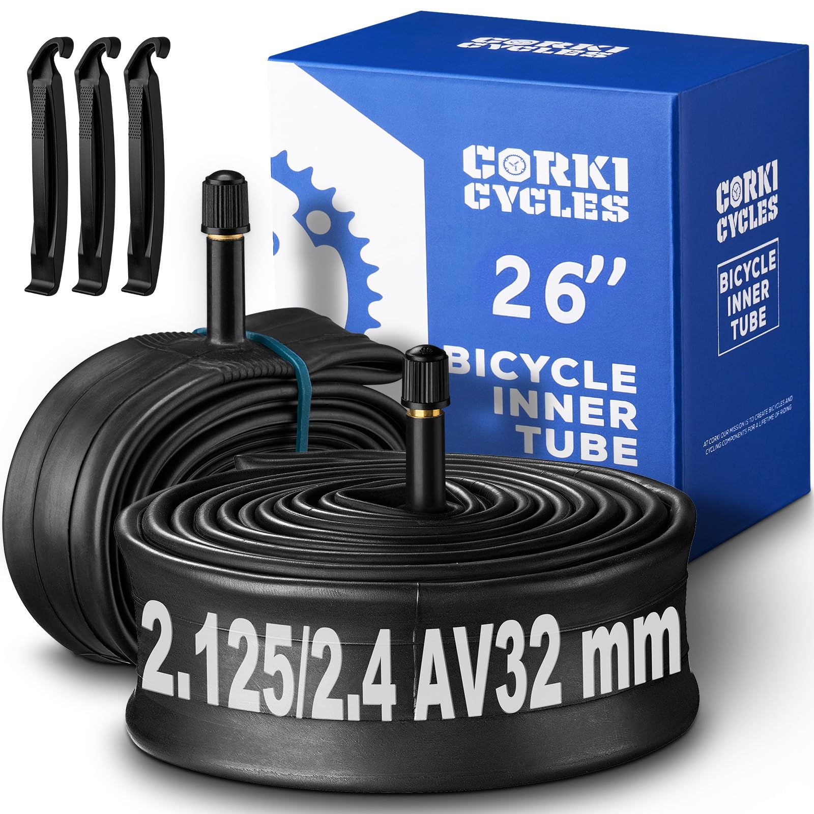26 Inch Mountain Bike Tire Inner Tube 26 x 1.75 1.85 1.9 1.95 2.0 2.1 2.125 2.2 2.25 2.3 2.35 2.4 4.0 Presta 48mm Schrader Valve 32mm, Heavy Duty