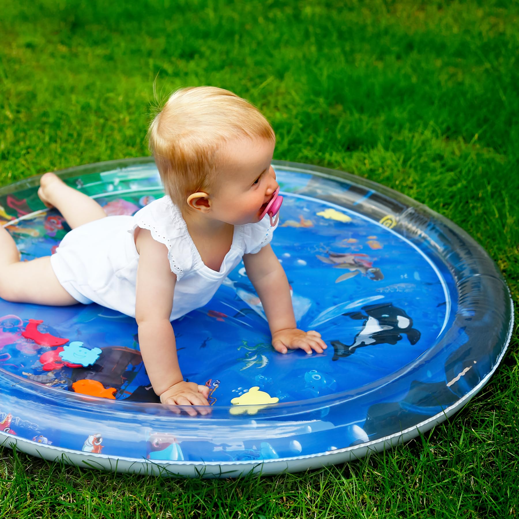 Wassermatte Baby, Wasserspielmatte Baby BPA frei XXL, Bauchlage Spielzeug Baby ab 3, 6 und 9 Monate, Baby Wassermatte (XXL 100 cm)