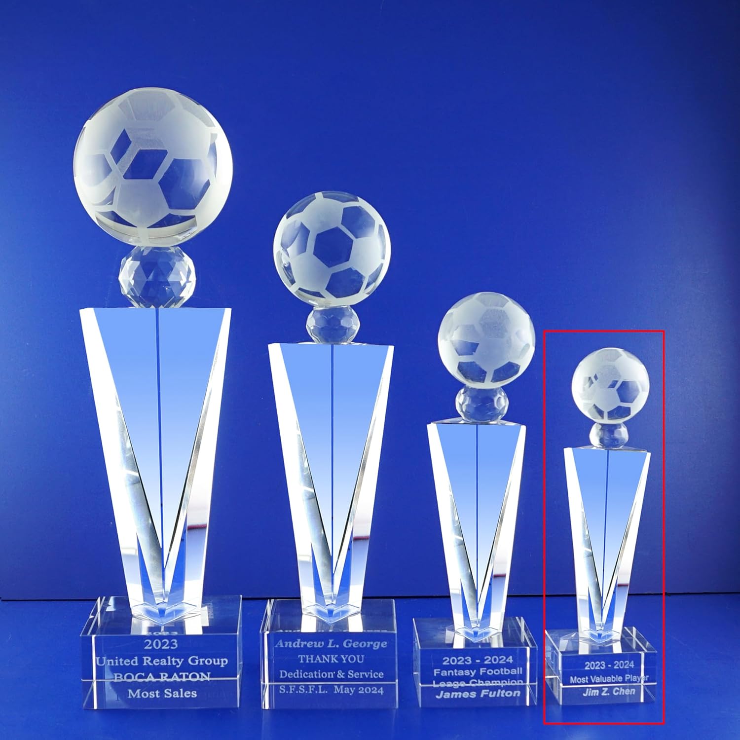 Optical Crystal Soccer Ball Trophy Tournament Little League Crystal Trophy World Cup FIFA Personalized Engraving