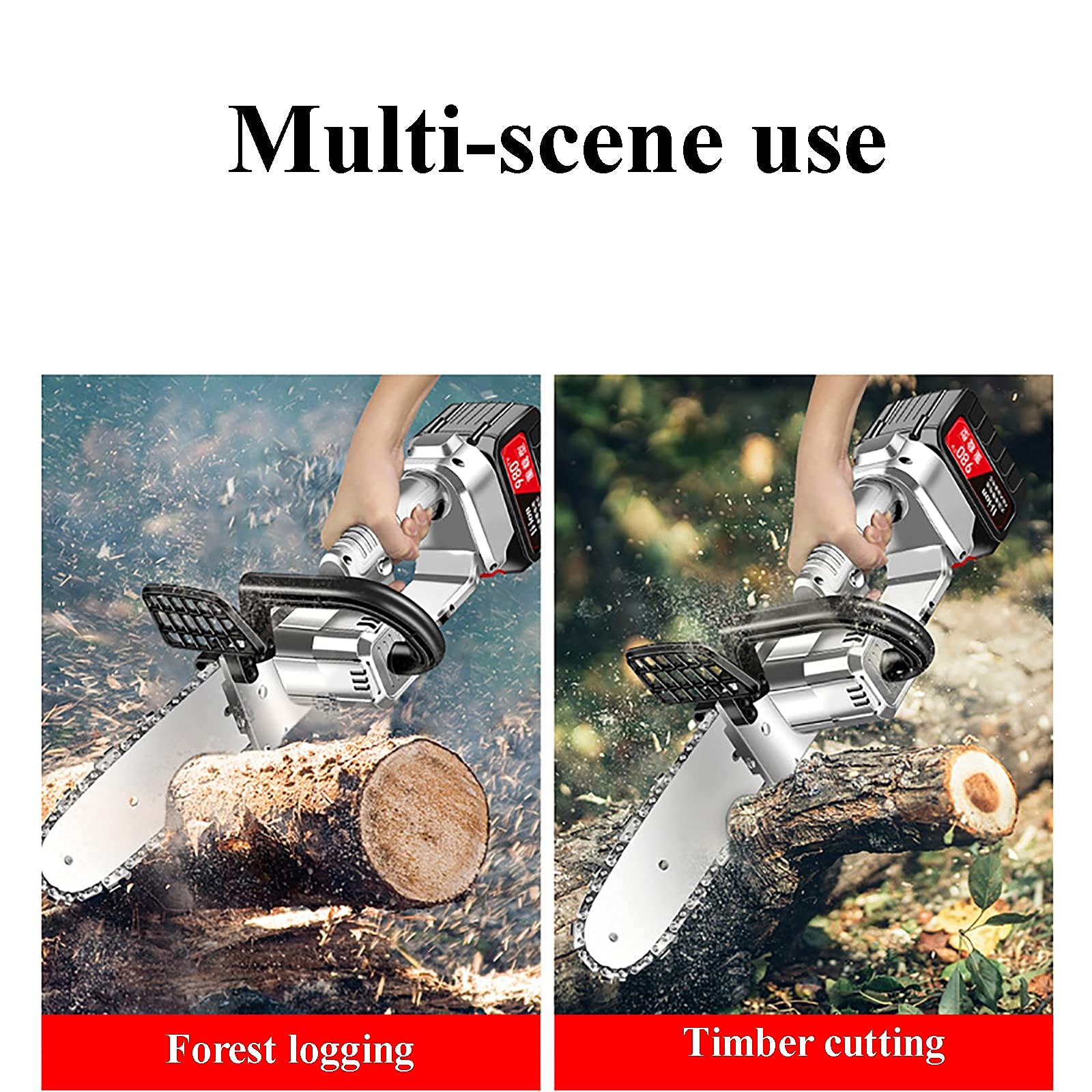 Tronçonneuse sans Fil, sécateur électrique alimenté par Batterie avec 1 Batterie, sécateur de Branches d'arbre, Longues Heures de Travail (cisailles de 10 Pouces)