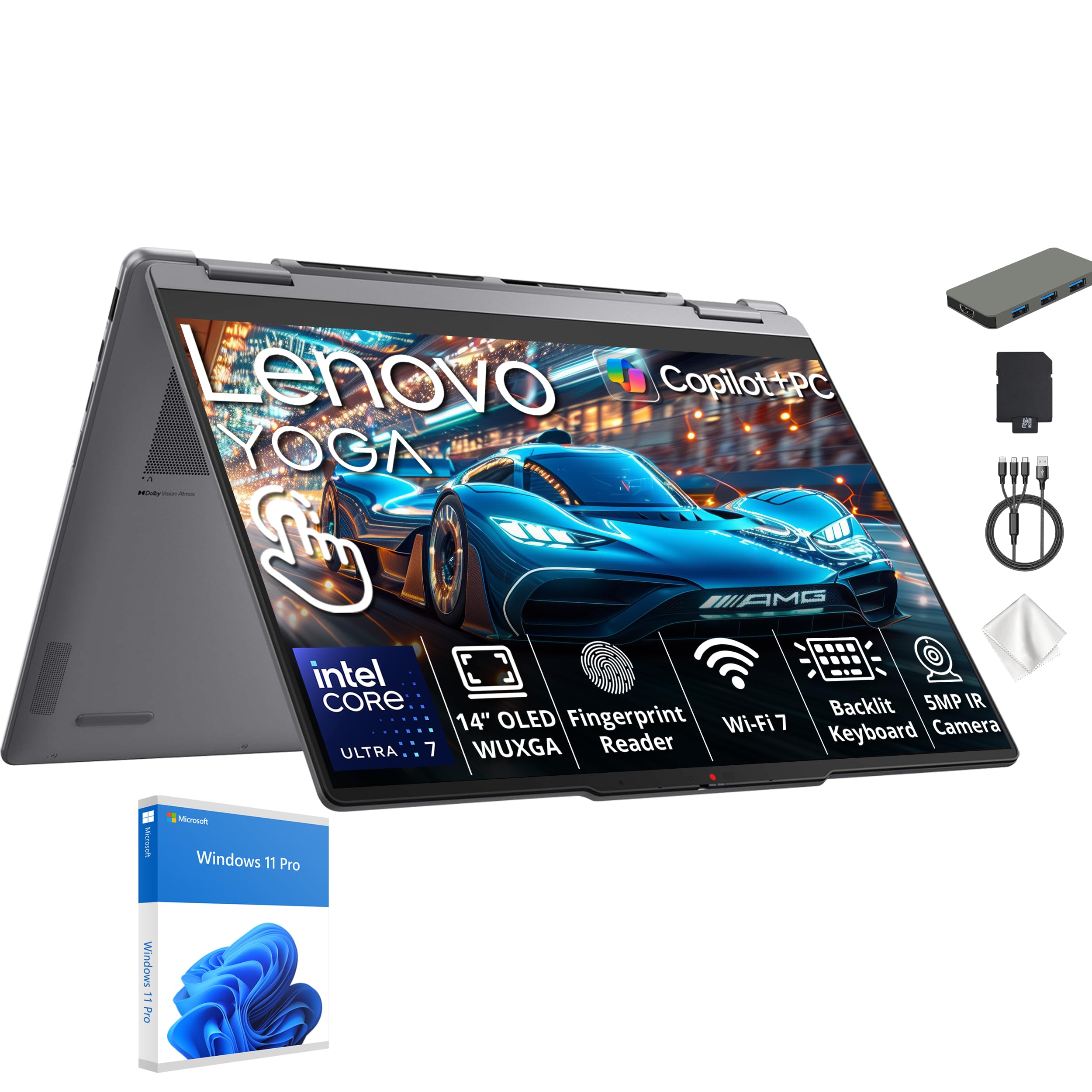 Yoga 7i 2-in-1 14" 2K OLED AI Touchscreen Laptop, Intel Core Ultra 7 355, 24GB LPDDR5X, 1…