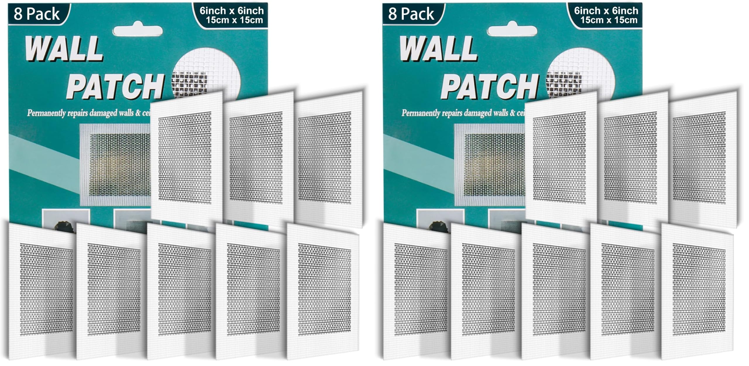 8Pcs 6 Inch Drywall Patch, Wall Repair Patches, Self-Adhesive Fiberglass Repair Kit Dry Wall Hole Repair Patch for Aluminum Metal Sheetrock Ceiling (6"x 6") (Pack of 2)