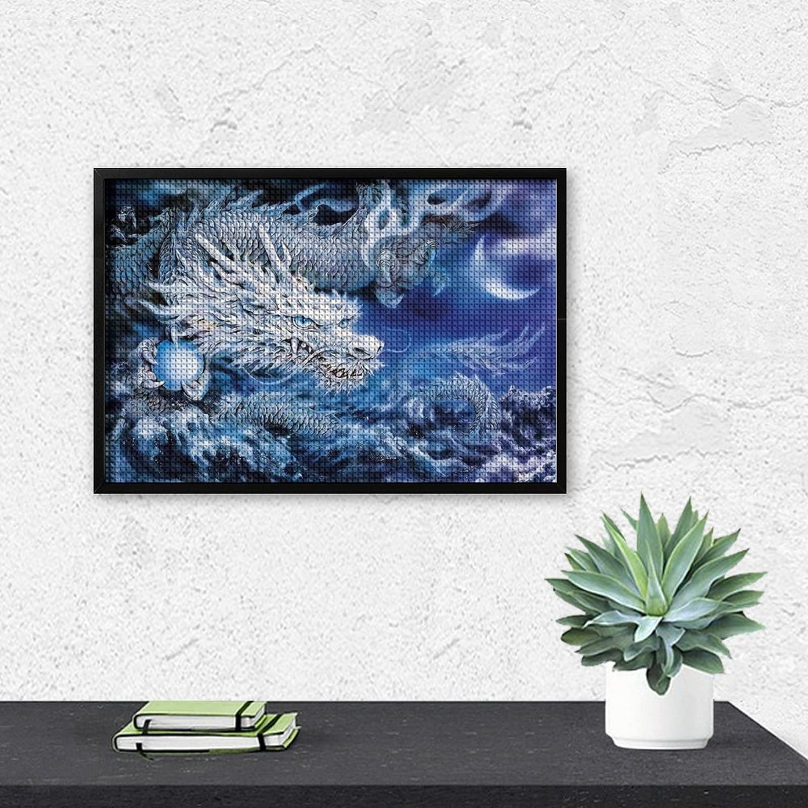 Amazon | ダイヤモンドアート 白龍 龍神 DIYダイヤモンド絵画 ビーズ