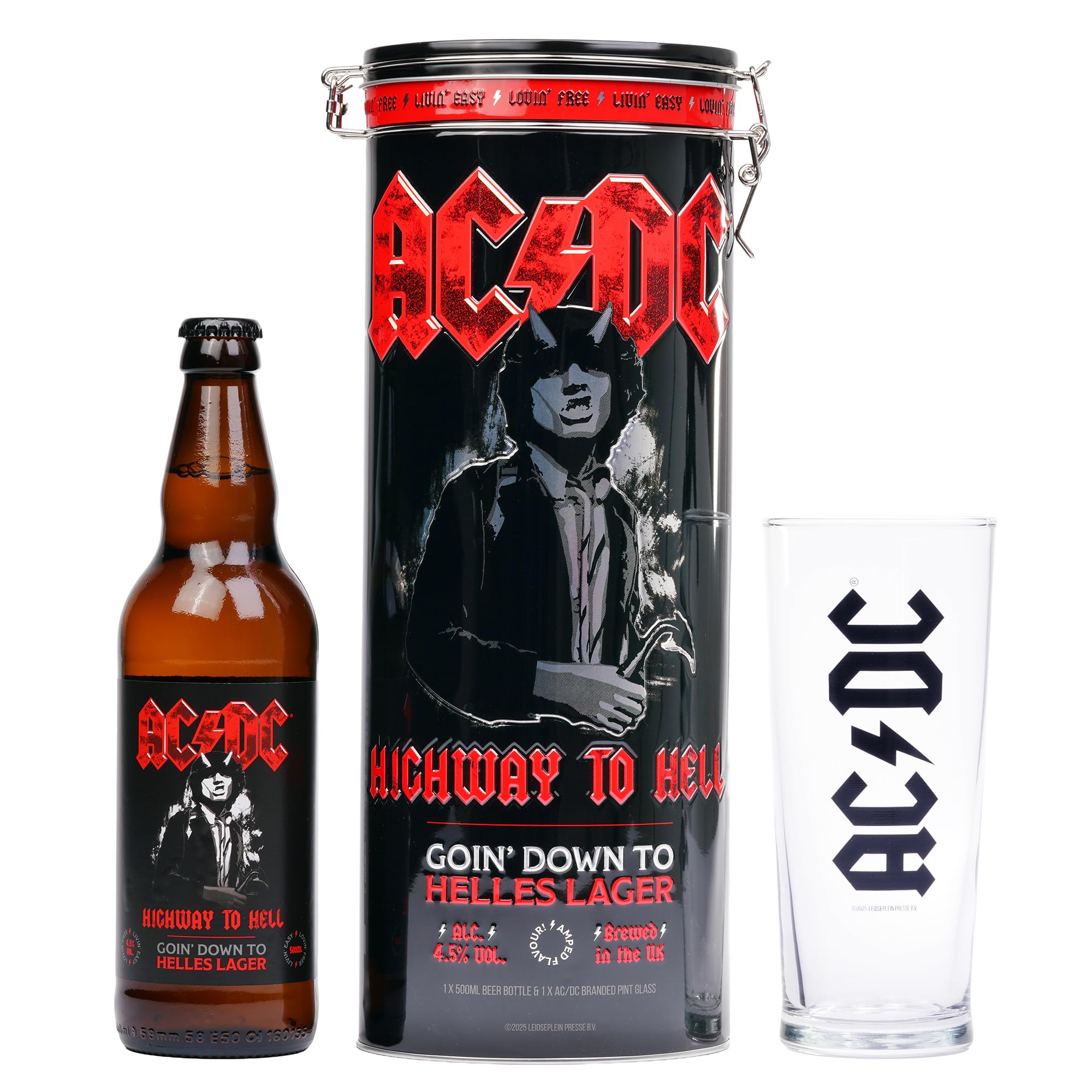 Ac/Dc Light Highway To Hell Beer & Glass Tin