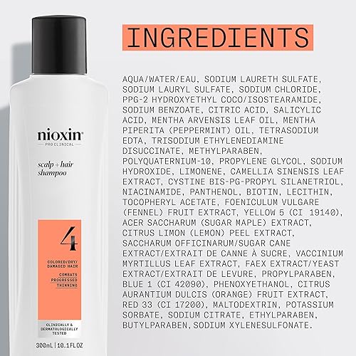 Miniatura 9 de Nioxin System 4 Anti-Thinning Shampoo & Conditioner, Strengthens Hair from Breakage, For Color Treated Hair with Progressed Thinning