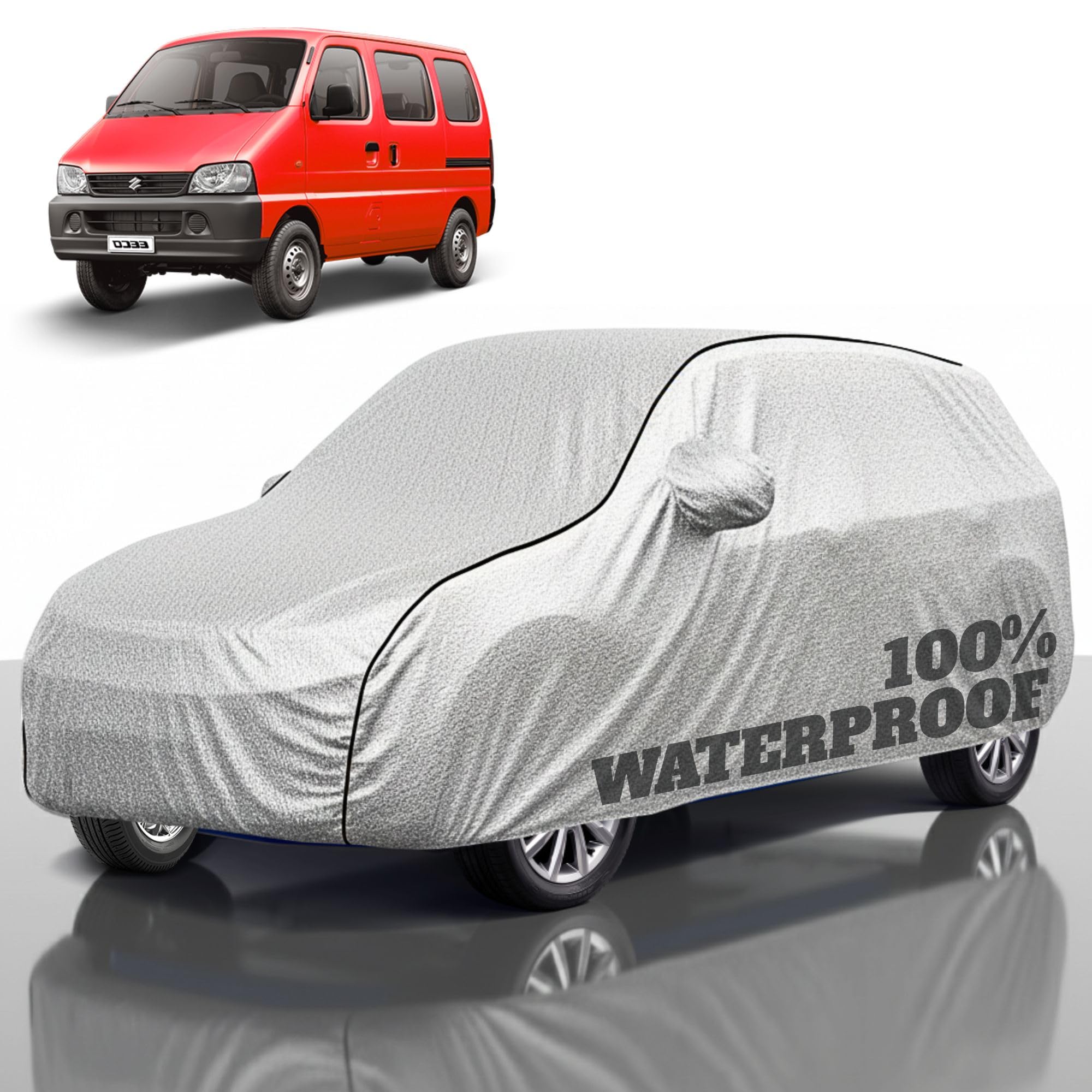 Premium Polyester Car Cover Eeco All-Weather Protection from Rain, Dust &amp; Sun | UV Resistant Fabric | Full Body Secure Fit for Outdoor &amp; Indoor Parking Silver