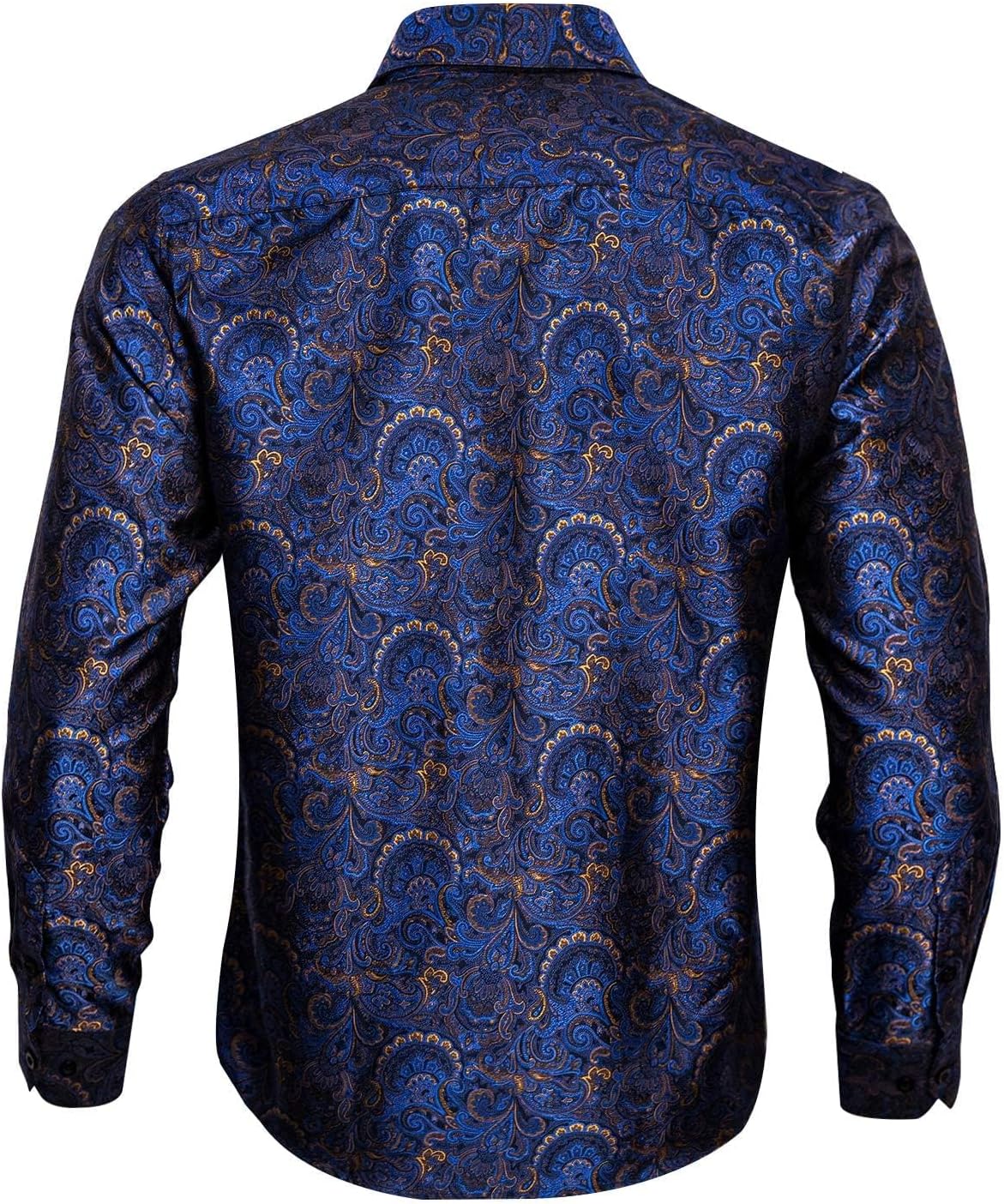 Barry.Wang Mens Western Shirts Silk Paisley Long Sleeve Button Down Dress Shirt Designer Mexico Cowboy Shirt Party Casual - Image 5