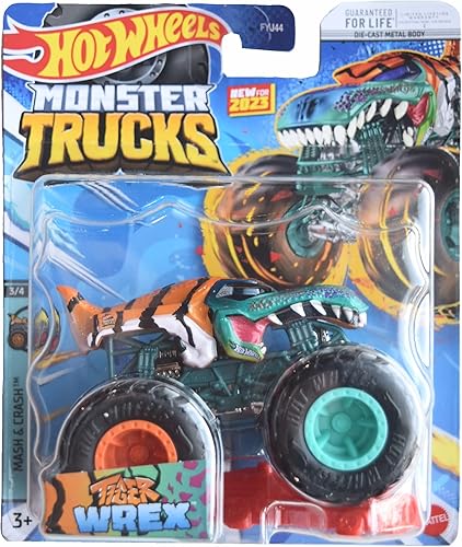 Hot Wheels Monster Trucks Tiger Wrex, Mash & Crash 34 Connect and Crash Car