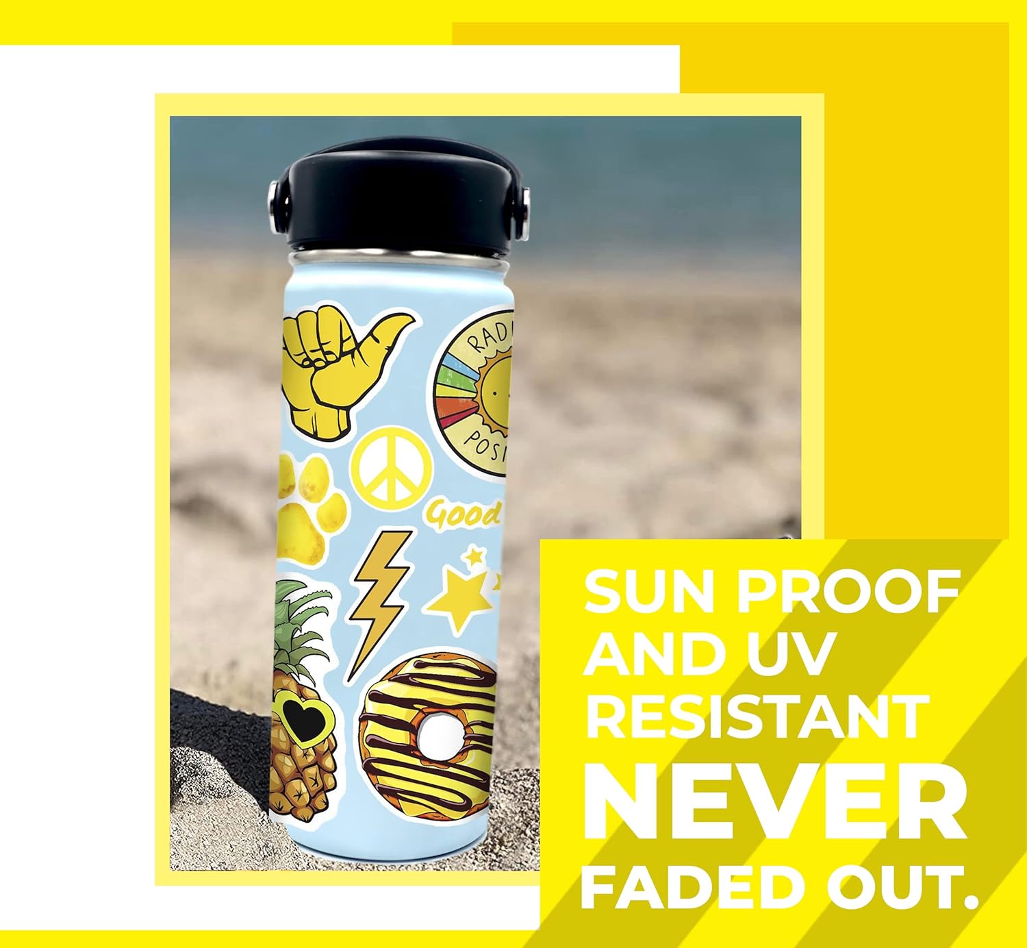 EL NIDO 100 Yellow Stickers, Aesthetic Stickers, Cute Stickers, Laptop Stickers, Vinyl stickers, Stickers for Water Bottles, Waterproof stickers for kids teens, teen girl Christmas Stocking Stuffers sticker packs
