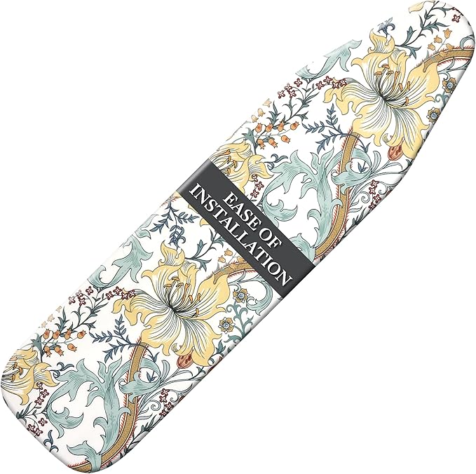 Standard Size Ironing Board Cover and Pad, Full Size Scorch Resistant Padding, 100% Organic Cotton, Heat-Resistant & Washable – Elastic Trim for Easy Installation