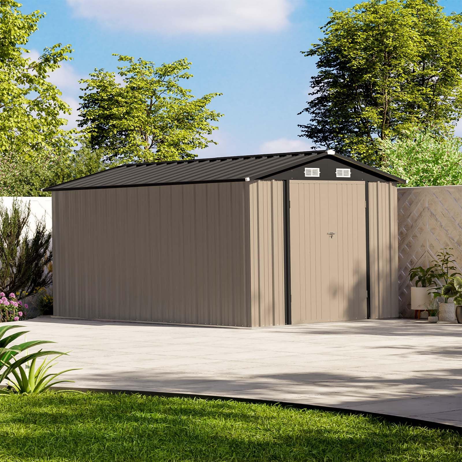 Patiowell 12x8 Metal Shed Brown