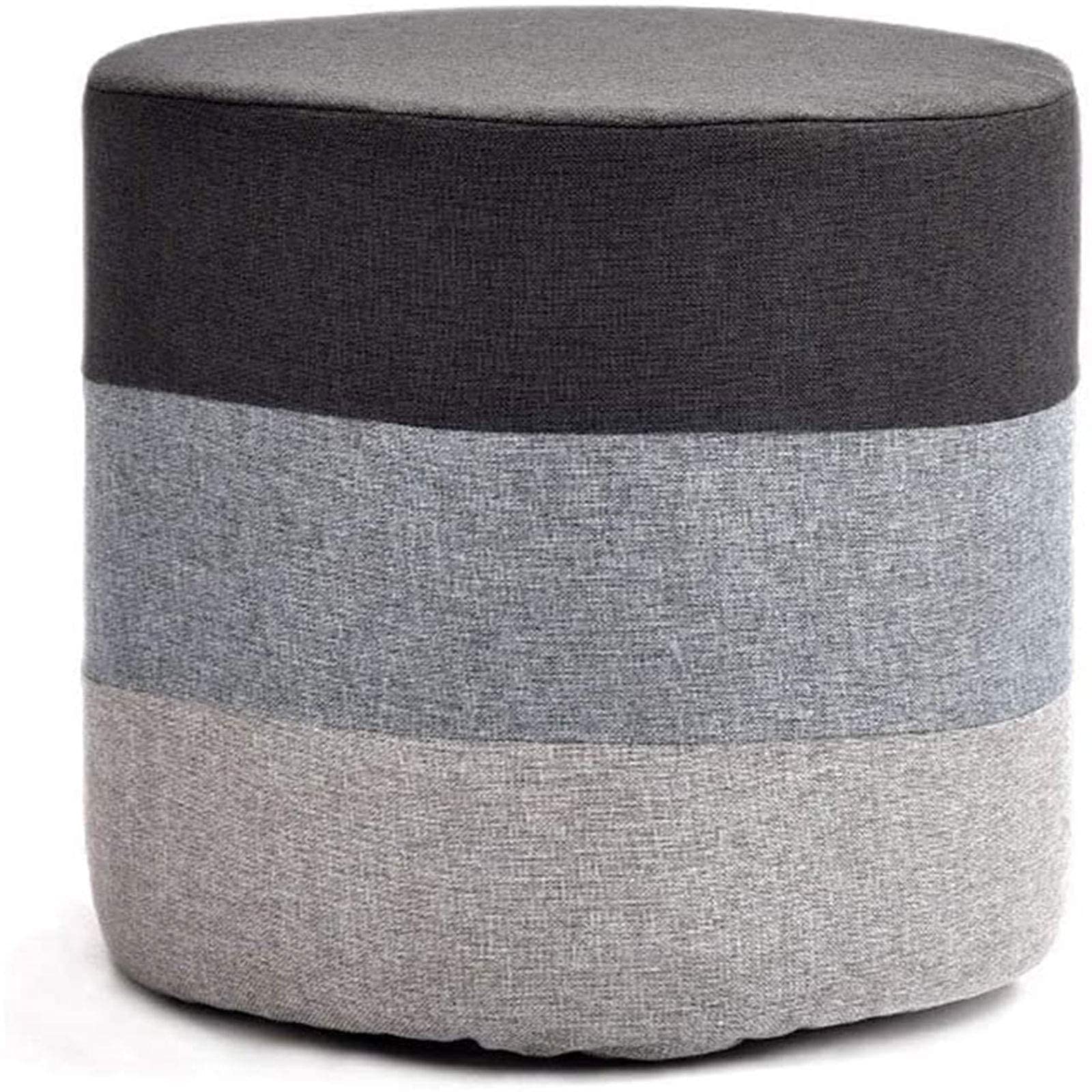 Tabouret repose-pieds rembourré en lin marron avec rangement