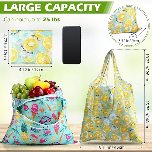 Miniatura 9 de Weewooday 18 bolsas de compras plegables reutilizables lavables a máquina, bolsas impermeables de nailon reutilizables para comestibles