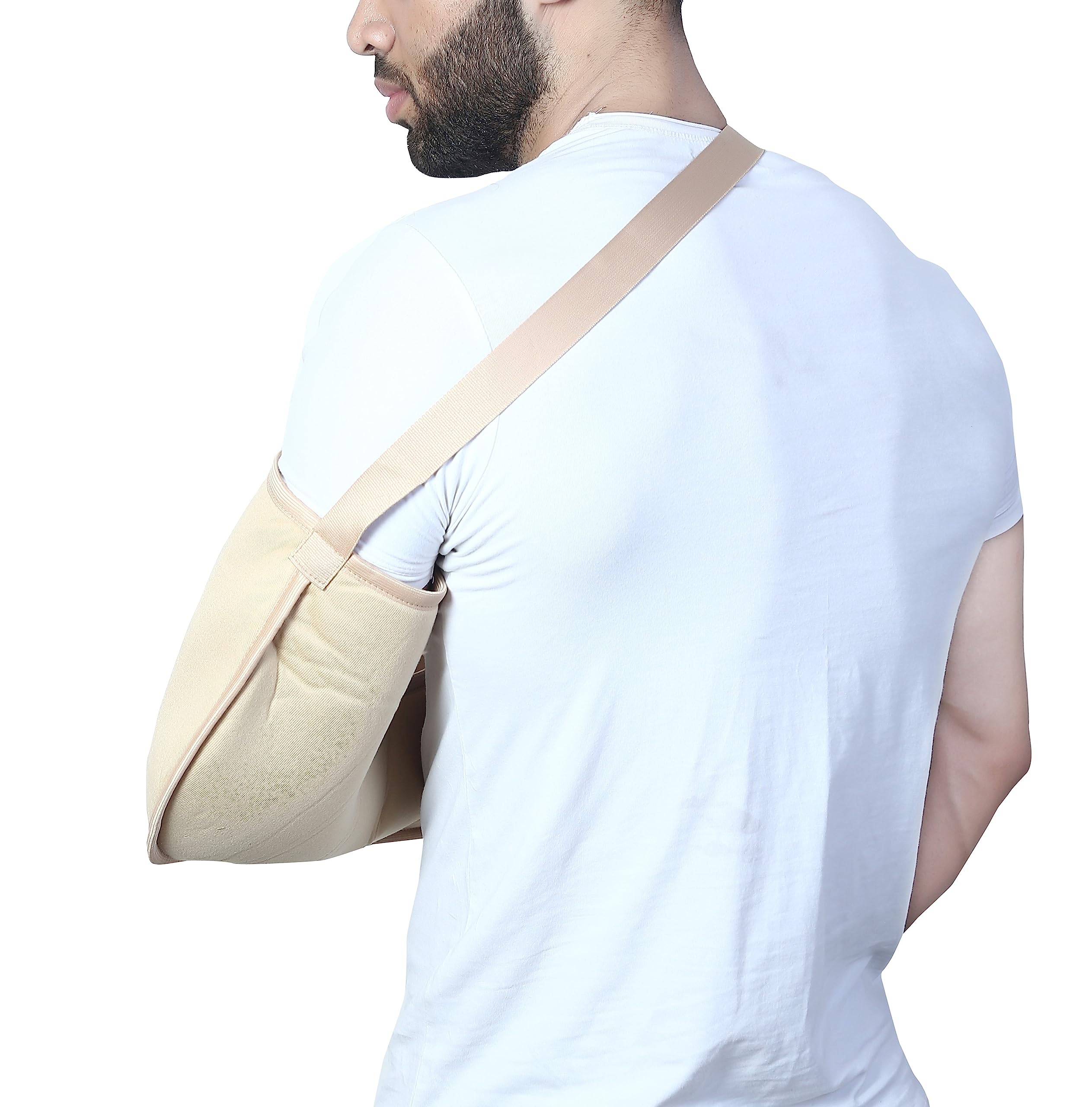 EASEFIT Arm Supporter Arm Sling Pouch Belt with Elbow Support, Arm Immobilizer Brace for Fracture, Sprain, Dislocation and Pain Relief (S, Cream) 1