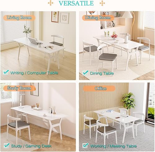 Miniatura 4 de Escritorio de estudio de madera maciza, mesa de computadora doble larga de 63 pulgadas para oficina en casa, estación de trabajo de PC para 2