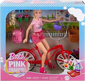 Barbie, Barbie Pink Passport Netherlands Doll Set with Bicycle and