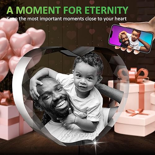 Miniatura 6 de Foto de cristal 3D, regalos personalizados para padre, papá, marido, mamá, esposa, hombres, mujeres, ella, él, regalos de cumpleaños conmemorativos