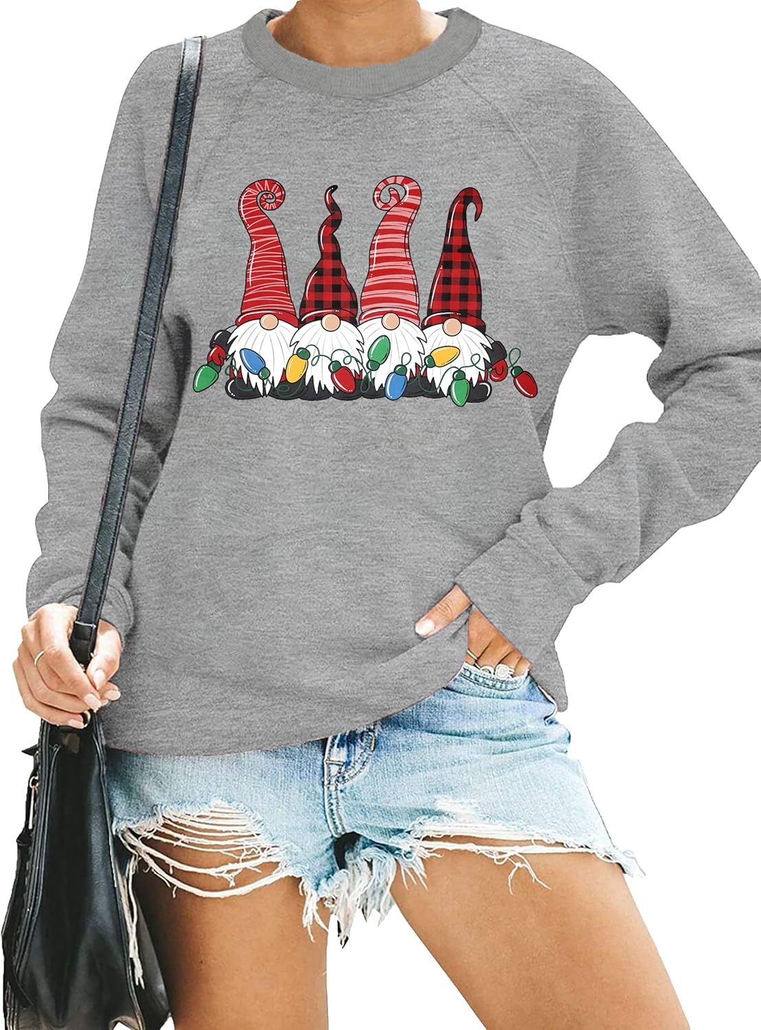 VVNTY Christmas Sweatshirts for Women Xmas Shirt Leopard Graphic Color Block Christmas Snowflake Print Long Sleeve Top - Image 2