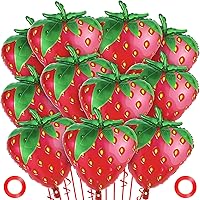 Vista 1 de 12 globos de fresa, globos de frutas dulces para decoraciones de fiestas de cumpleaños, globos de aluminio de fresa para fiesta temática de fresas