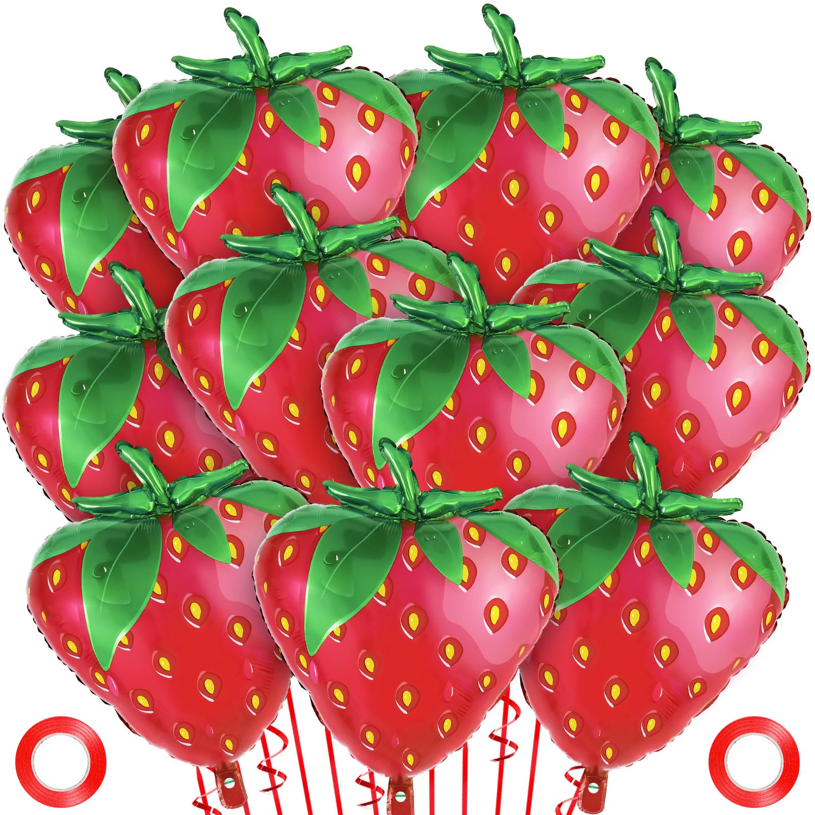 Photo 1 of 12 Pcs Strawberry Balloons, Sweet Fruit Balloons for Birthday Party Decorations, Strawberry Foil Balloon for Strawberry Themed Party Baby Shower Gender Reveal (12 Pcs)
