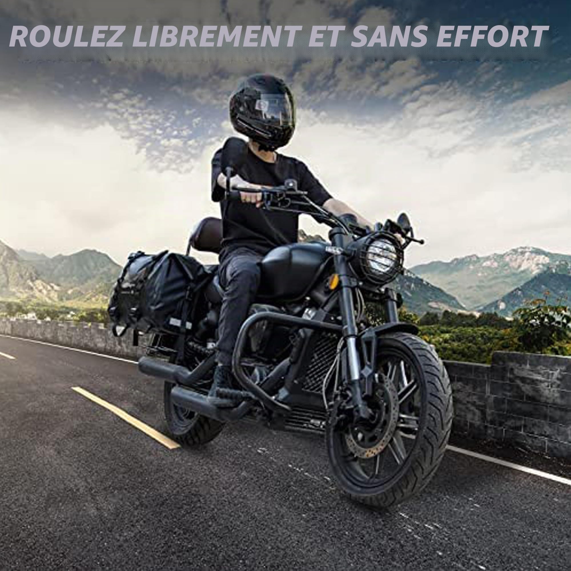 Waterproof Motorcycle Saddlebags - 50L Motorcycle Luggage Bags for Motorbike Travel - Detachable Panniers Bags - for Scooter, Honda, Suzuki, Yamaha (Black, 2 Pack)