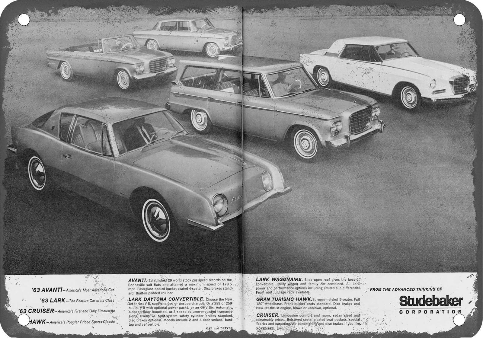 METAL SIGN - 1963 Studebaker Vintage Ad 03 - Old Retro Rusty Look home decor