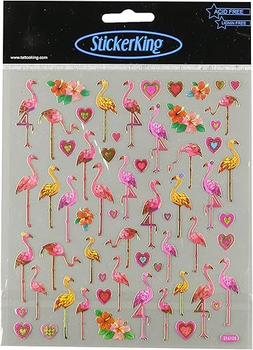 Tattoo King Pegatinas multicolores-Flamingo Love