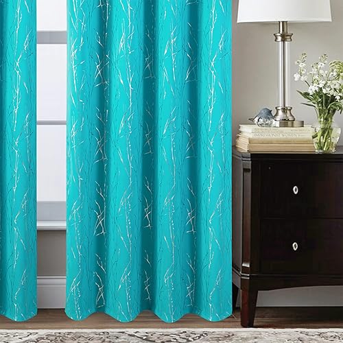 Miniatura 4 de Cortinas opacas de 95 pulgadas, 2 paneles, patrón de línea ondulada de árbol, cortinas de ventana para oscurecer la habitación con ojales, cortina