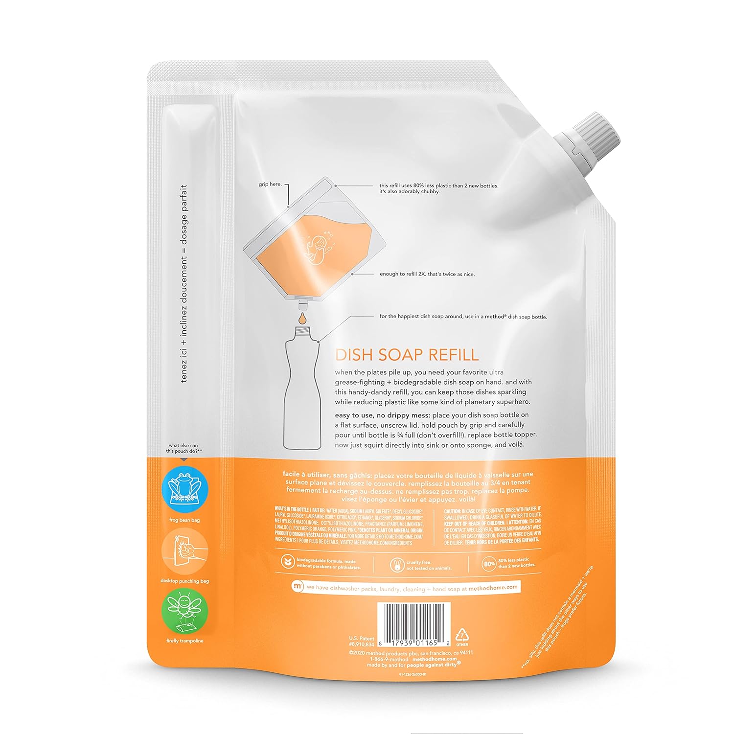 Method Gel Dish Soap Refill, Clementine, 36 Ounces, 1 pack, Packaging May Vary