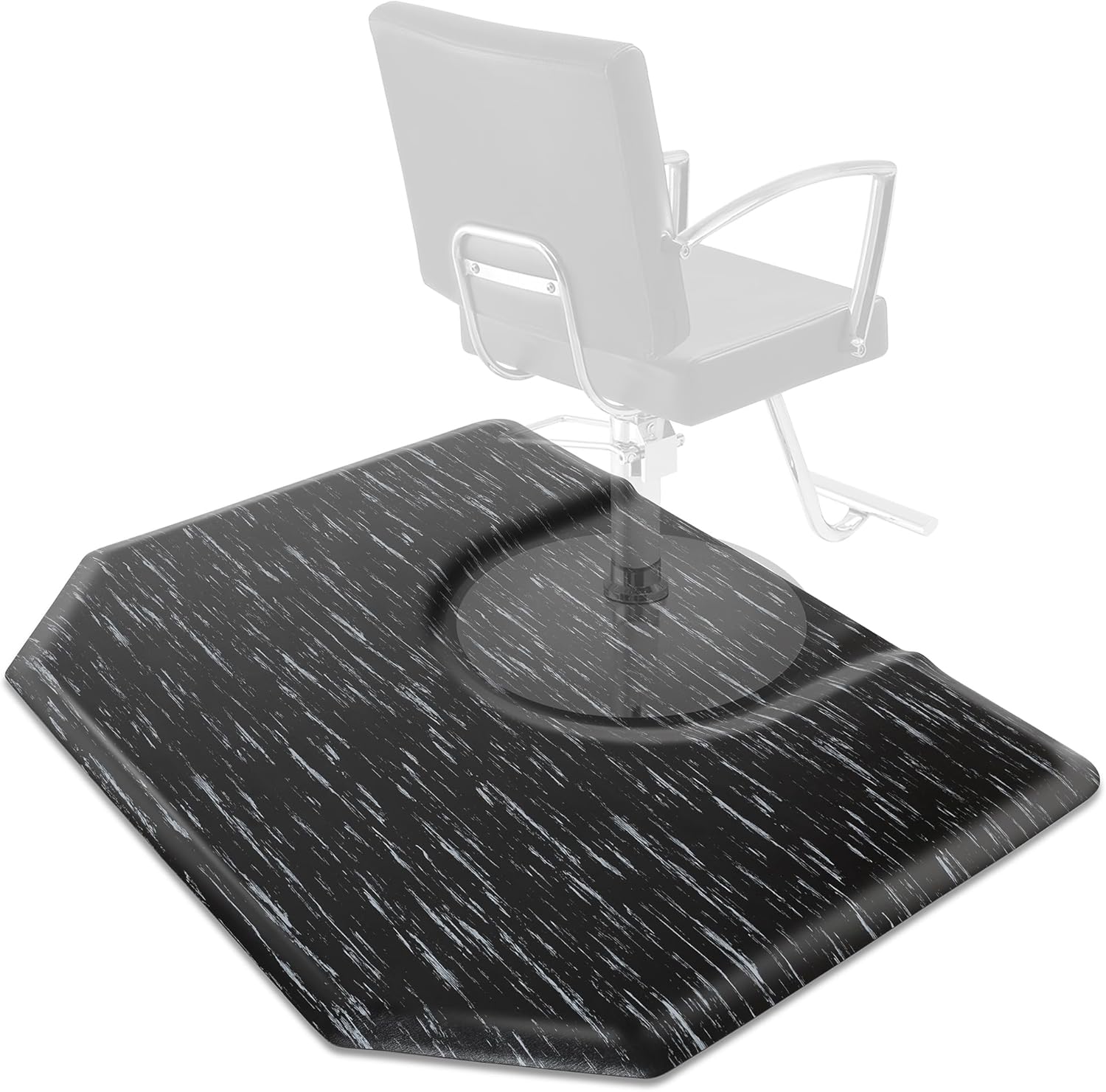 Saloniture 5 ft. x 4 ft. Salon & Barber Shop Chair Anti-Fatigue Mat - Marble Hexagon - 7/8 in. Thick