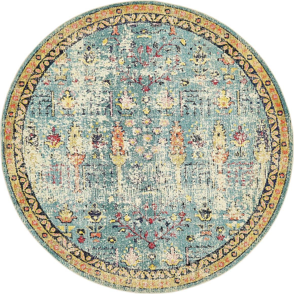 Unique Loom Monterey Collection Area Rug - Adobe (8' Round Blue/Beige)