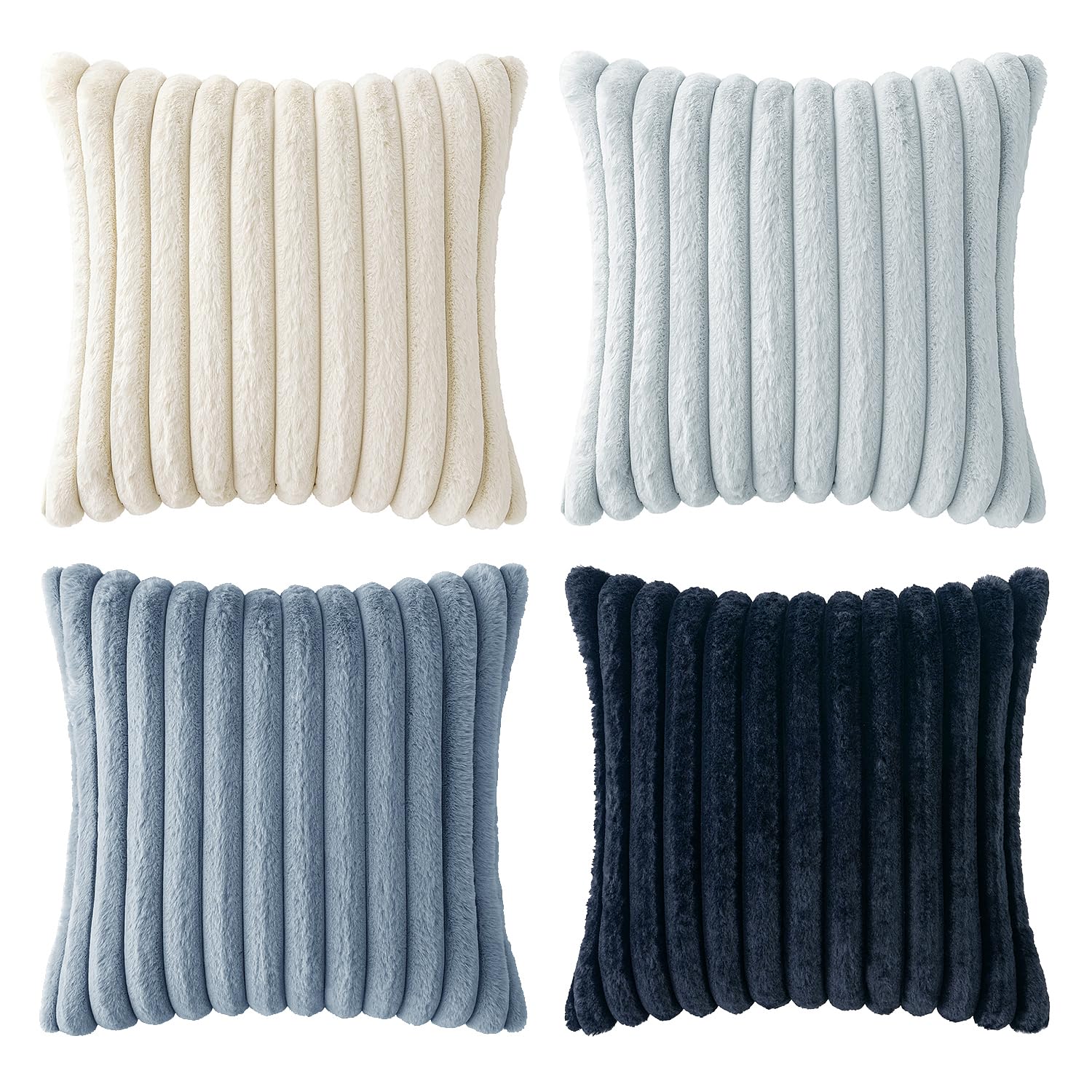 Best Blue Throw Pillows of 2026 5 MIULEE Faux Fur Plush Decorative Throw Pillow Covers 18x18 Set of 4, Summer Mode — product photo